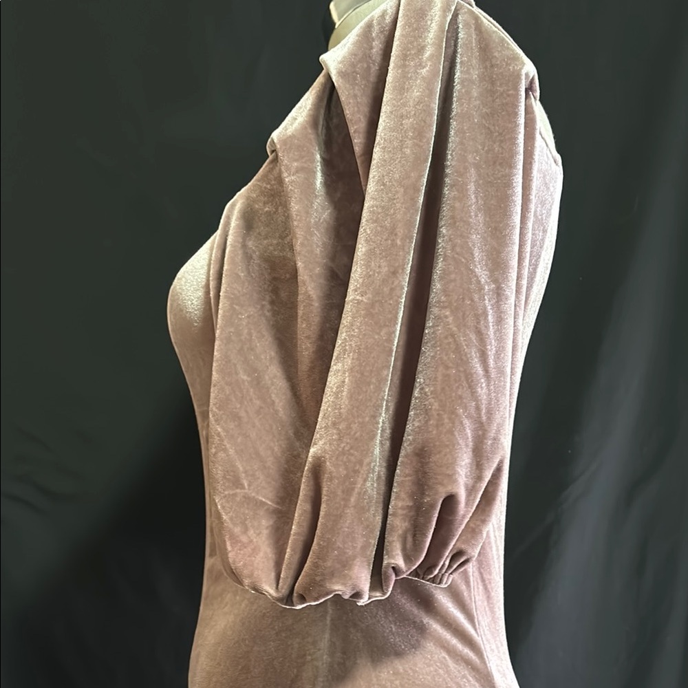 Jessakae Pink Velvet Dress with Puff Sleeves- Pre loved - Picture 6 of 8